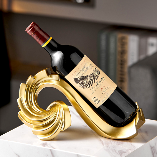 GoldenWave Elegance - Wine Bottle Holder