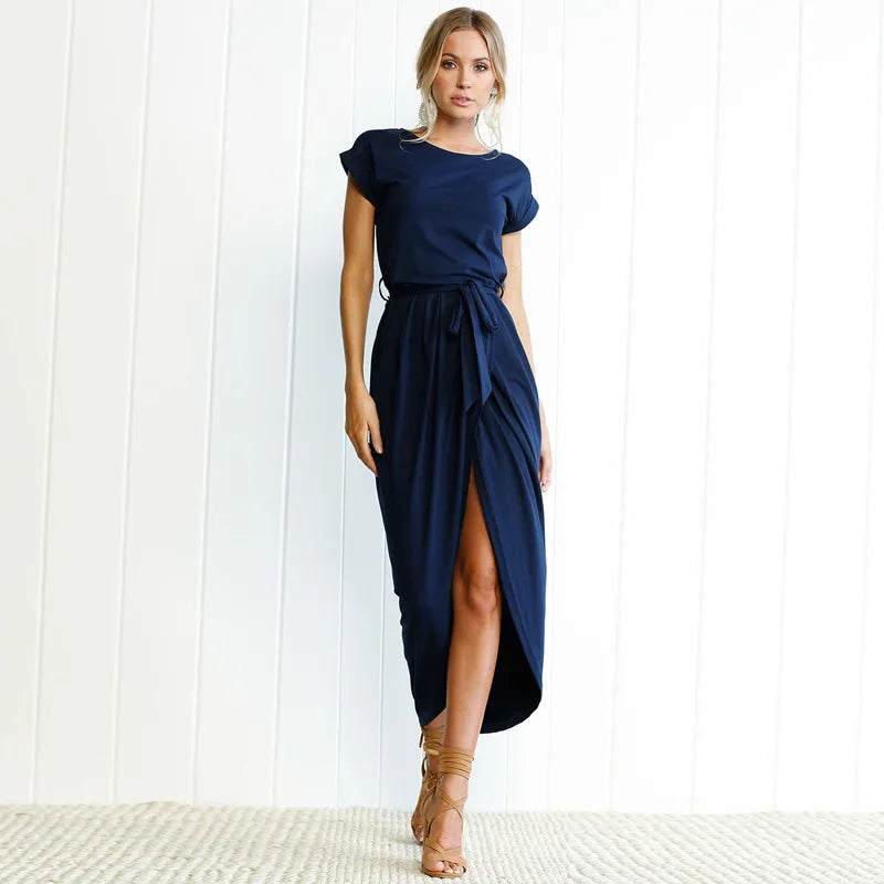 Diana O-Neck Split Dress